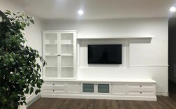 白色木制电视柜（白色整墙电视柜）