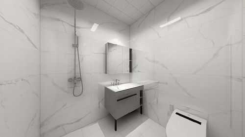 卫生间白色瓷砖（卫生间白色瓷砖发黑怎么洗）-图1