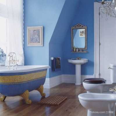 蓝色白色搭配卫浴柜（蓝白色卫生间效果图）-图2