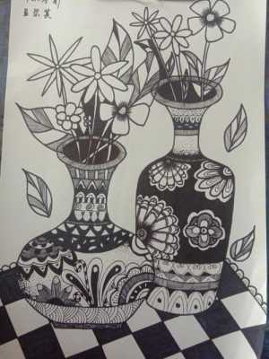 黑白色花瓶图案（黑白色的花瓶怎么画）-图1