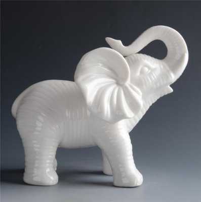 吉祥大象摆件陶瓷白色（大象摆件颜色含义）-图1