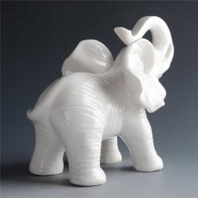 吉祥大象摆件陶瓷白色（大象摆件颜色含义）-图2