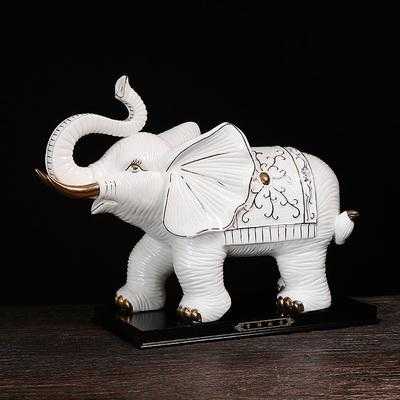 吉祥大象摆件陶瓷白色（大象摆件颜色含义）-图3
