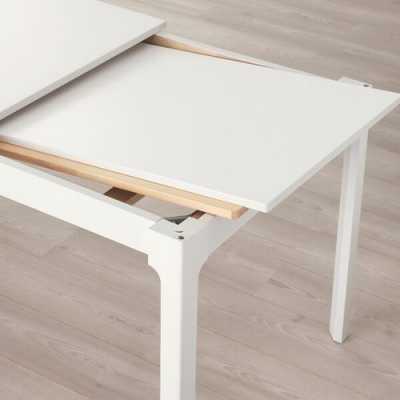 白色伸缩餐桌（伸缩餐桌使用方法视频）-图1