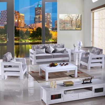 家具白色沙发格子图片（白色实木沙发）-图2