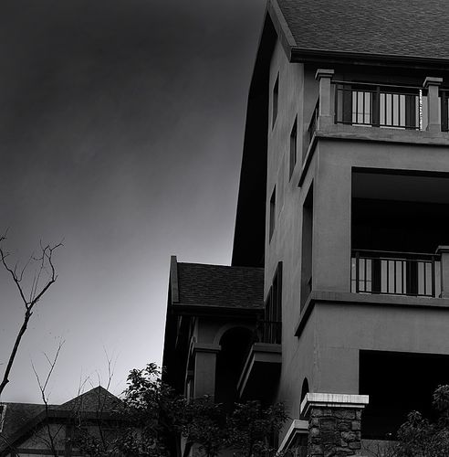 黑白色外观别墅（黑白别墅图片）-图1