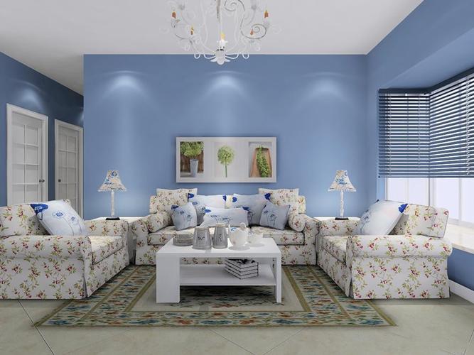 客厅淡蓝色白色（客厅用淡蓝色墙面好吗）-图1