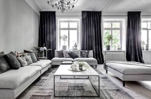 灰白色客厅窗帘（灰色窗帘白色墙配什么颜色的沙发）-图2