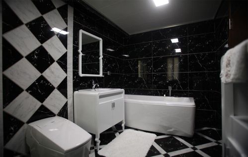 卫生间黑白色（卫生间黑白色瓷砖装修效果图）-图2