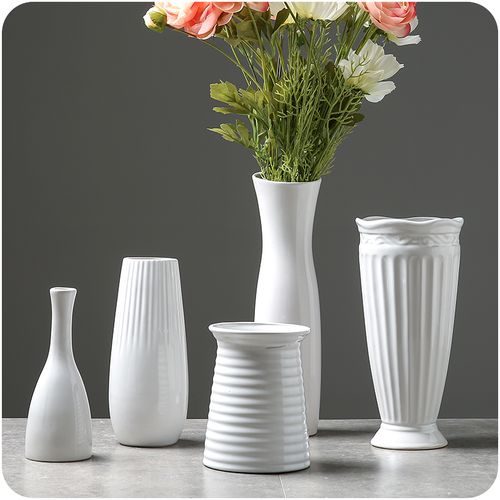 白色所有陶瓷花瓶（白色陶瓷花瓶跟玻璃花瓶那种好看）-图2