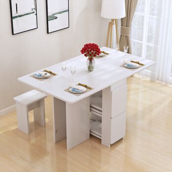 折叠餐桌白色（餐厅折叠餐桌）-图1
