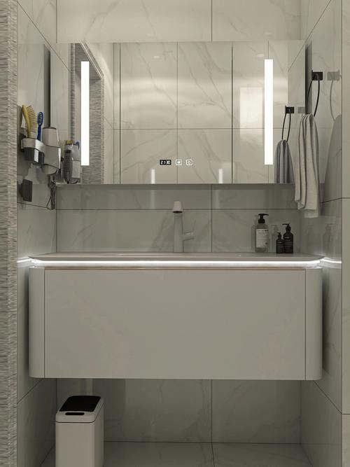 白色门浴室（白色浴室柜效果图）-图2