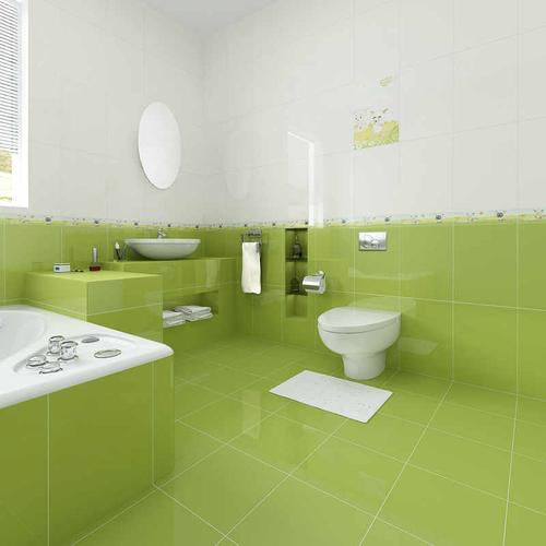 浅绿白色瓷砖（地砖浅绿色墙砖搭配什么颜色）-图1