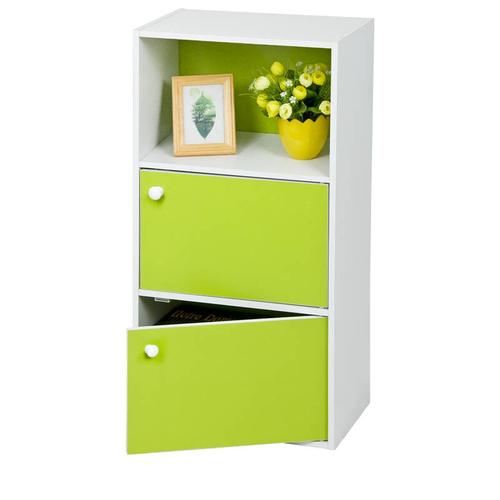 白色和绿色搭配的柜子（白色柜体和绿色柜门的效果图）-图2