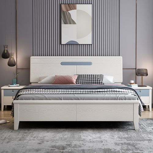 中式现代床白色（现代新中式卧室床）-图1