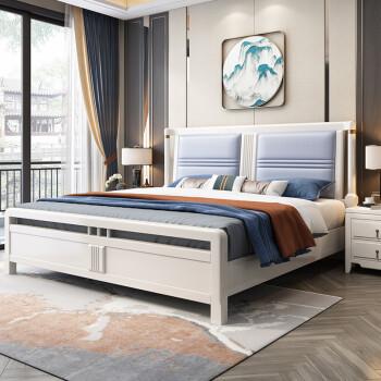 中式现代床白色（现代新中式卧室床）-图2